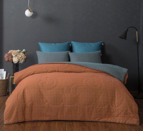 Постельное белье с одеялом "Kazanov.A." Кемер (изумруд охра) Муслин, Евро