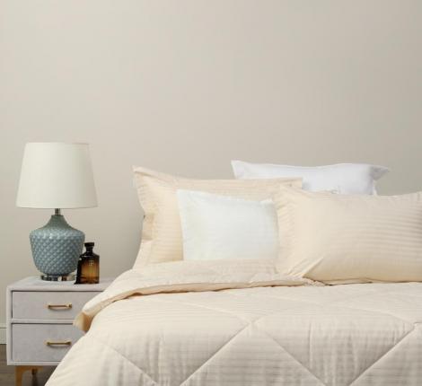 Постельное белье с одеялом "Sofi de Marko" Федерико (кремовый) Страйп Сатин, Евро