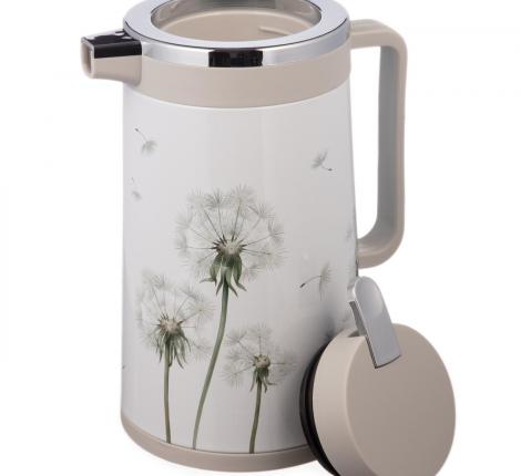 Термос со стеклянной крышкой (с клапаном) AGNESS "DANDELION", 950 мл