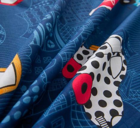 Постельное белье детское "Sofi de Marko" Трафик (синий) Сатин, 1,5 спальный