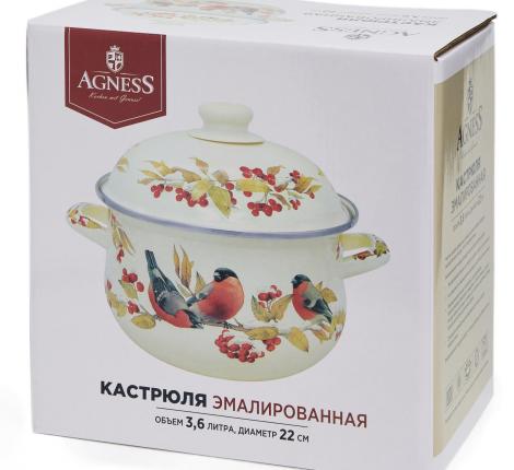 Кастрюля эмалированная с крышкой "СНЕГИРИ" 934-748, 3,6 л