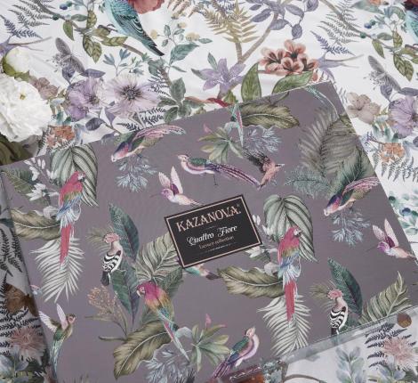 Постельное белье с одеялом "Kazanov.A." Маки (жемчуг лаванда) Велюр/Egypt Cotton, Евро