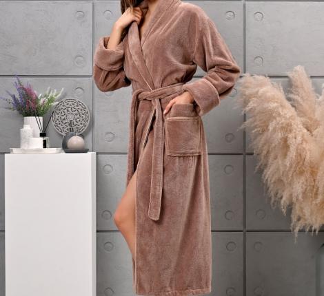 Халат женский трига шалька "AMBIELLA A-1295" какао, 3XL