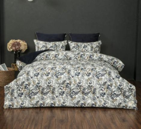 Постельное белье с одеялом "Kazanov.A." Беверли (индиго жемчуг) Велюр/Egypt Cotton, 1,5 спальный