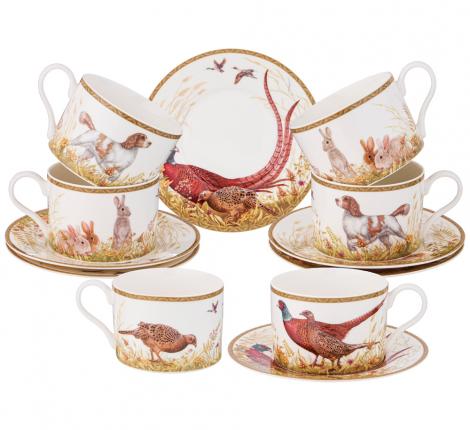 Чайный набор "ОХОТА" на 6 персон, 12 предметов, 300 мл