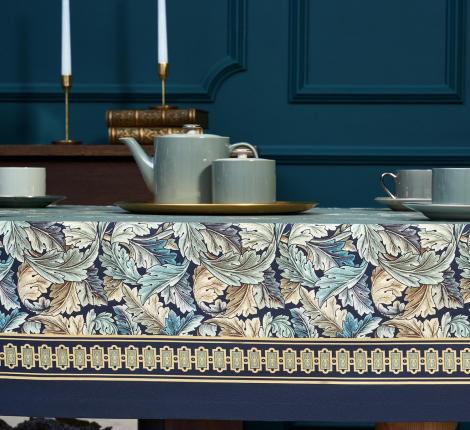 Скатерть с пропиткой "ЛИСТЬЯ МОРРИСА" 140х300 см, синий