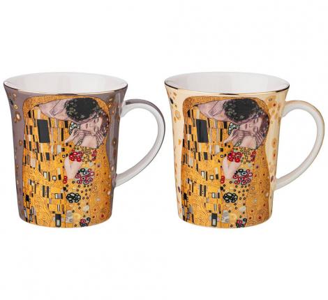 Набор кружек 2 шт. "ПОЦЕЛУЙ" (Г. КЛИМТ), 420 мл (кремовый-серый)