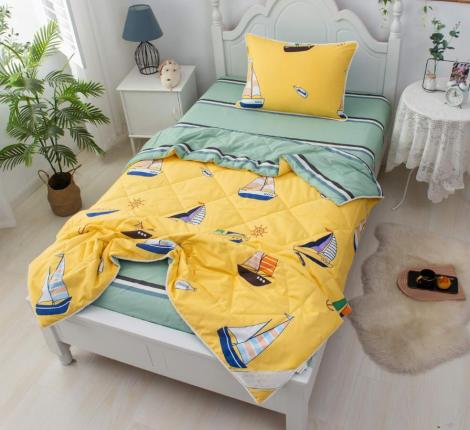 Постельное белье детское с одеялом &quot;Sofi de Marko&quot; Кораблики (желтый) Сатин, 1,5 спальный