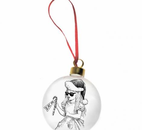 Шарик фарфоровый Rory Dobner "ALICE WITH CANDY CANE", диаметр 8 см