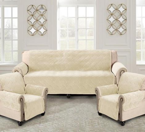 Накидка на диван "Karteks" 90х210 Квадрат, кремовый