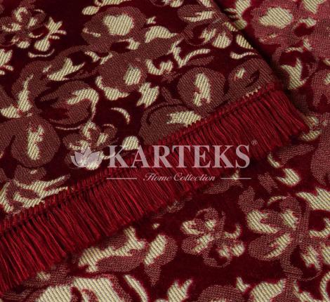 Покрывало шпигель люкс "Karteks" на диван 180х220  ЦВЕТЫ, бордовый