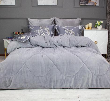 Постельное белье с одеялом "Kazanov.A." Фазан (графит бежевая платина) Велюр/Egypt Cotton, Семейный