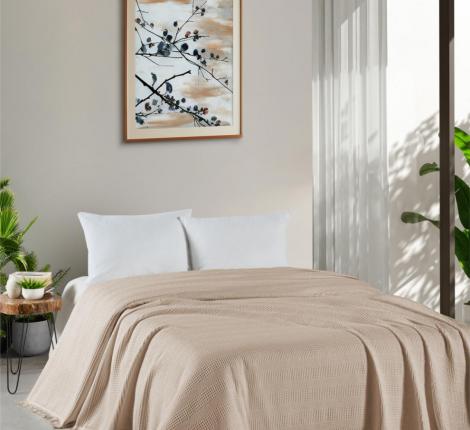 Покрывало вафельное с гипюром "DO&CO" 160x220 PETEK, бежевый