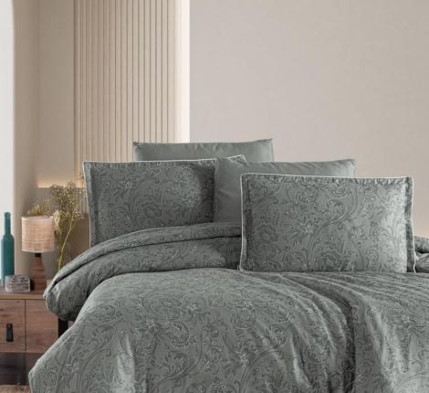 Постельное белье "DO&CO" Сатин DELUX ELLAN (зелёный), Евро