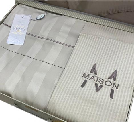 Постельное бельё "Maison D'or" ELEGANCE Страйп-сатин Евро, бежевый