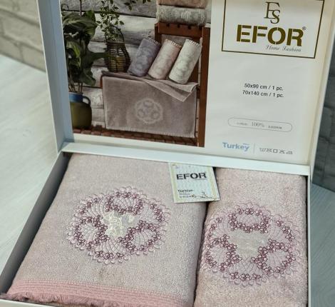 Набор махровых полотенец EFOR "KANAVICE" (50*90,70*140), сухая роза