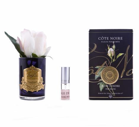 Ароматизированная роза "COTE NOIRE" (светло-розовый) черная ваза, 1 спрей 5 мл 13,5х8х