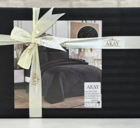 Постельное бельё с одеялом AKAY SATEN (черный), Евро