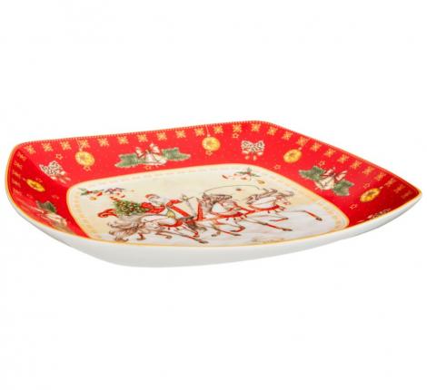 Блюдо квадратное "ТРОЙКА" 25*25*4,2 см, красное