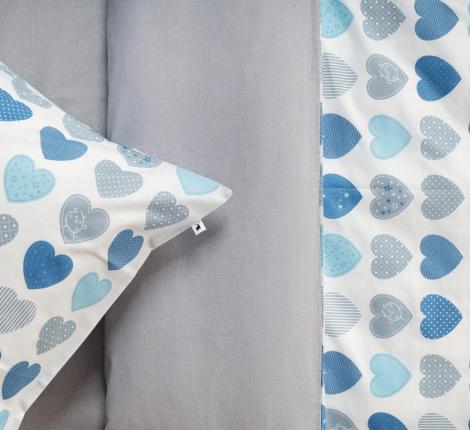 Постельное белье "Siberia" Сердечки (синий) Ранфорс, 1,5 спальный