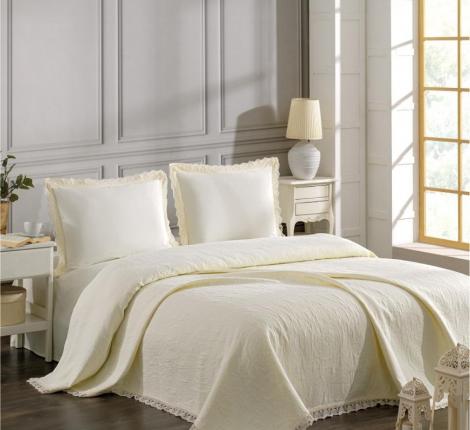 Покрывало "DO&CO" Жаккард с гипюром 220x240 CALISTA, кремовый