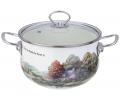 Кастрюля эмалированная со стеклянной крышкой "FAMILY HOUSE", 3,8 л
