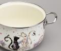 Кастрюля эмалированная со стеклянной крышкой "LAVANDER CATS", 3,8 л