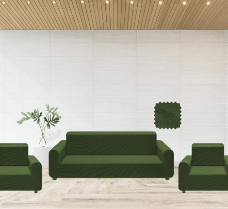 Комплект чехлов на 3-х местный диван и 2 кресла Karteks &quot;Жаккард&quot; mini jagar-07, зелёный