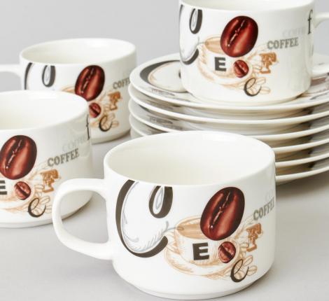 Кофейный набор "COFFEE MANIA" на 6 персон, 12 предметов (180 мл)