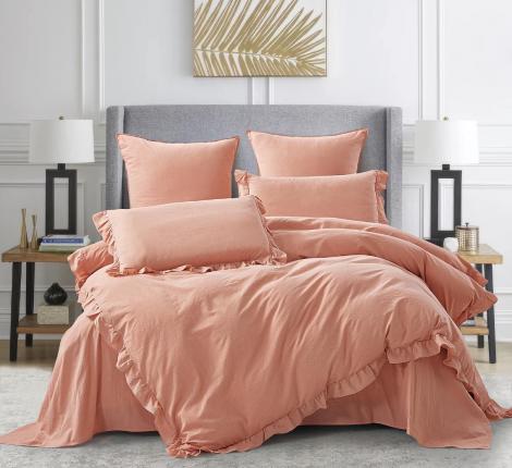 Постельное бельё "KARTEKS" VJ-09 варёный жаккард с рюшей, 2 спальный