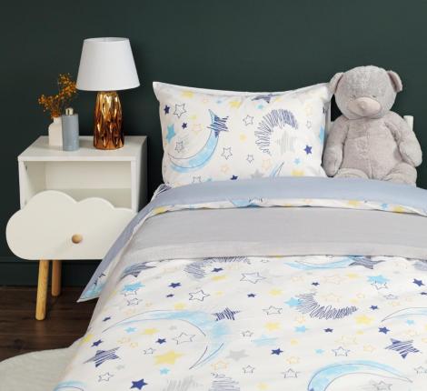 Постельное белье "Siberia" Звездочки (голубой) Ранфорс, 1,5 спальный