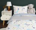 Постельное белье "Siberia" Звездочки (голубой) Ранфорс, 1,5 спальный