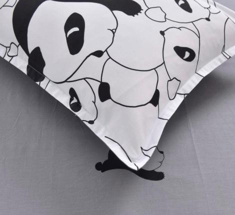 Постельное белье "Sofi de Marko" Панда (белый) Сатин, Евро