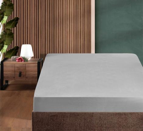 Простынь сатин "DO&CO" на резинке 90х200+30 см SOFT, серый