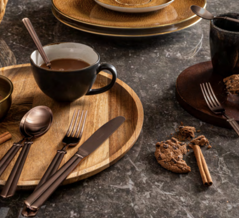 Набор столовых приборов "BROOKLYN" PVD MAT CHOCOLAT на 6 персон, 24 предмета