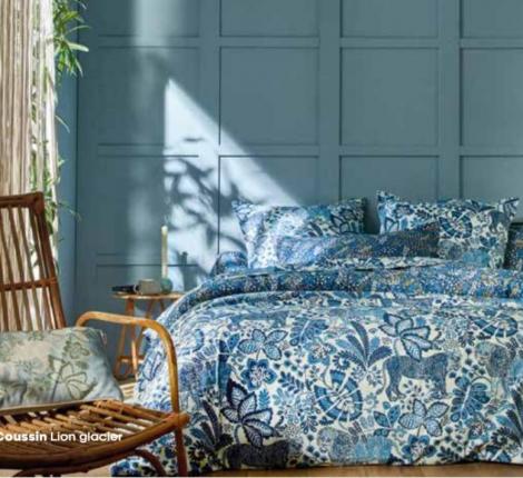 Постельное бельё "Blanc des Vosges" JUNGLE INDIGO перкаль, 1,5 спальный