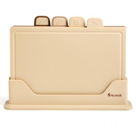 Набор из 4-х досок на подставке "AGNESS", бежевый