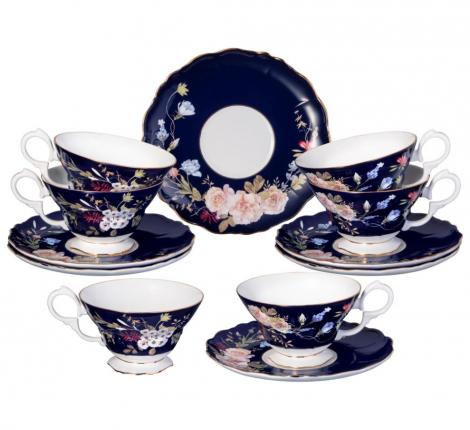 Чайный набор "КОБАЛЬТ" 86-2489-1 на 6 персон, 12 предметов, 280 мл