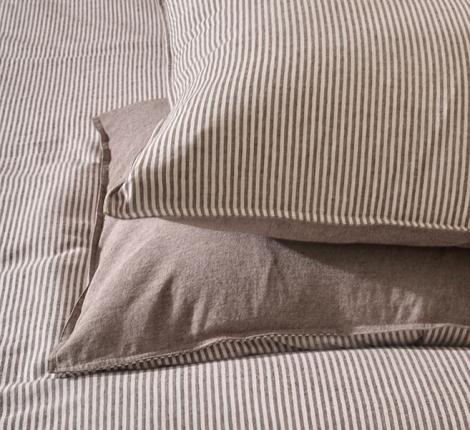 Постельное бельё Luxberry "ЛЁН И ХЛОПОК" 1,5 спальный, белый/коричневая полоса