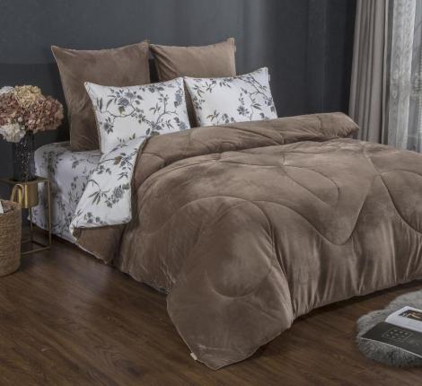 Постельное белье с одеялом "Kazanov.A." Валери (бежевый жемчуг) Велюр/Egypt Cotton, Евро