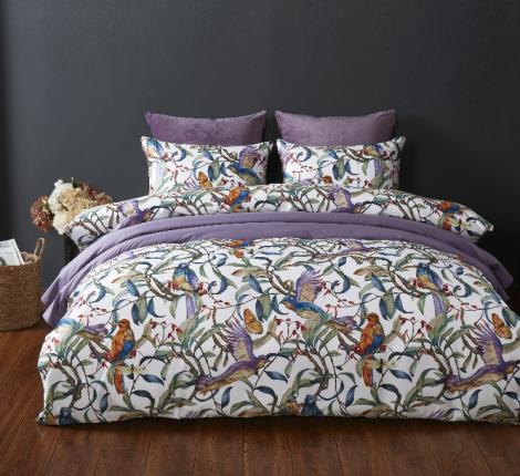 Постельное белье с одеялом "Kazanov.A." Колибри (аметист/жемчуг) Велюр/Egypt Cotton, Евро