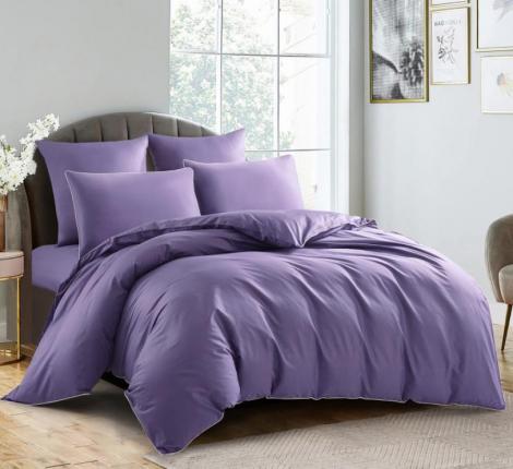 Постельное бельё "KARTEKS" сатин однотонный с кантом HK-05 (сиреневый), 2 спальный