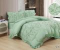 Постельное бельё c одеялом EFOR SATEN с вышивкой "ЦВЕТЫ" (ментоловый), Евро