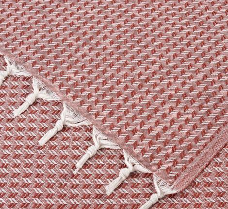 Покрывало вафельное с бахромой "METEOR" DEVONE (терракотовый), 200х230