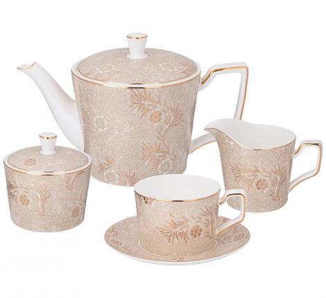Чайный сервиз "ЗОЛОТЫЕ УЗОРЫ" на 6 персон, 15 предметов