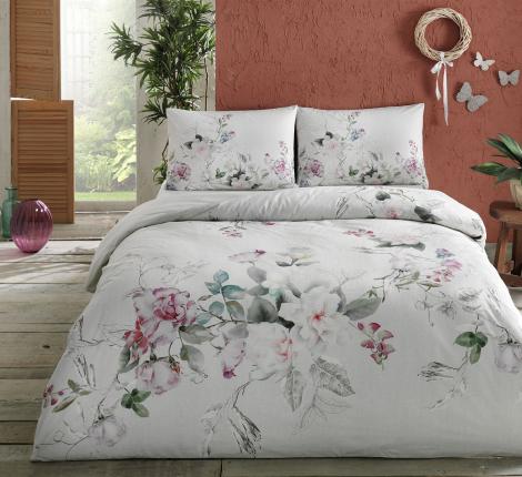 Постельное белье  "TAC" Happy Days Lucına Ранфорс 1,5 спальный, пудра