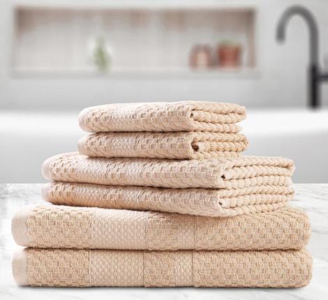 Набор полотенец AKAY "LAMA" 6 шт. (33*50-2, 50*80-2, 70*130-2), бежевый