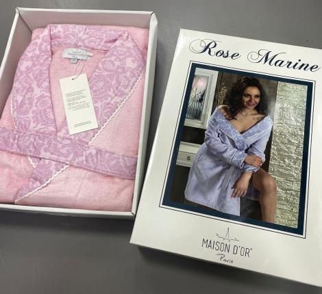 Халат женский махровый Maison D'or "ROSE MARINE" розовый, XS(42)-S(44)