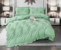 Постельное бельё c одеялом EFOR SATEN с вышивкой "ЛИСТОК" (ментоловый), Евро
