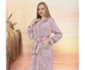 Халат женский махровый с капюшоном Maison D'or "VERONIQE" (фиолетовый), XS(42)-S(44)